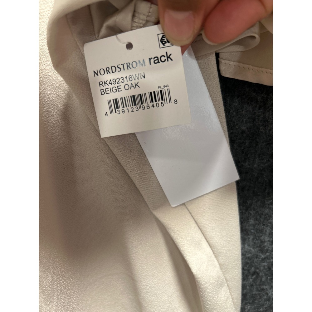 Nordstrom Rack Flutter Sleeve Top Womens 2X Beige Oak Satin Crepe Summer - Picture 4 of 8